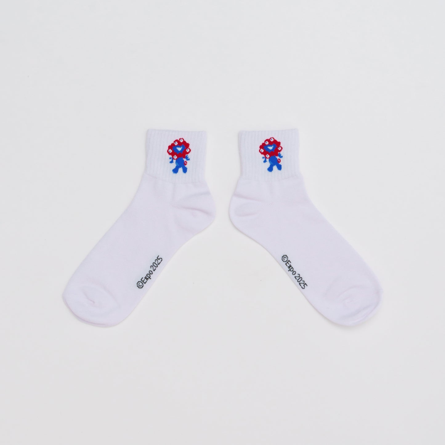 EXPO2025　ミャクミャク　ソックス表裏柄ショート丈　ホワイト　25-27cm　MENS